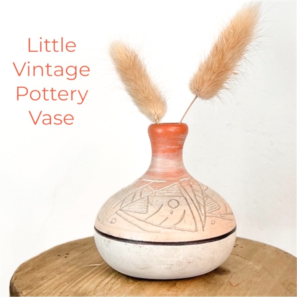 Vintage Handmade Signed Desert Pottery Bud Vase Western Design Accessory Decor